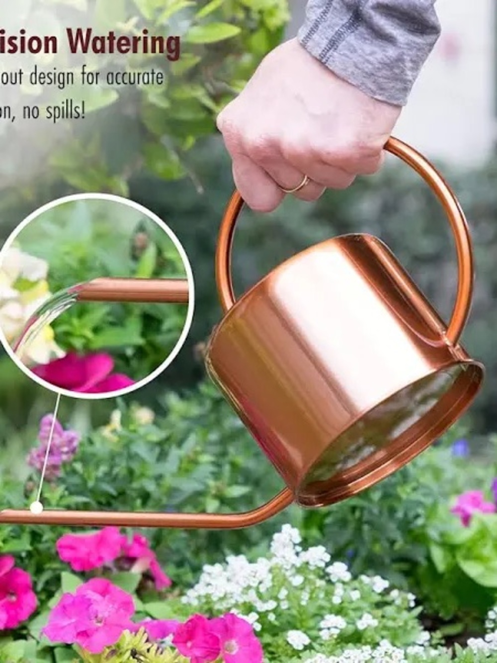 38oz Indoor watering can 💖 pretty Copper stainless steel long skinny spout new